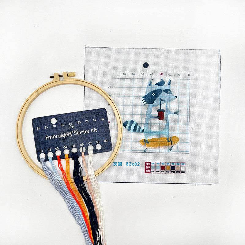 DIY Cross Stitch Kit – Cute Cartoon Wall Hanging | Embroidery | Beginner Practice Kit for Students