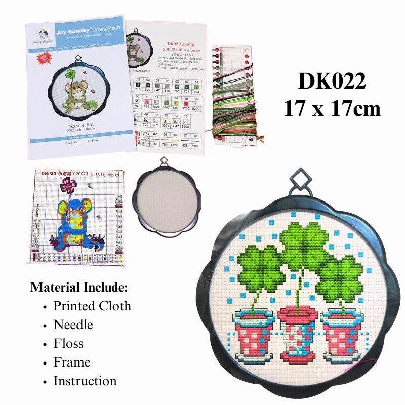 Kids DIY Cross Stitch Kit – Cute Cartoon Wall Hanging | Embroidery | Beginner Practice Kit for Students