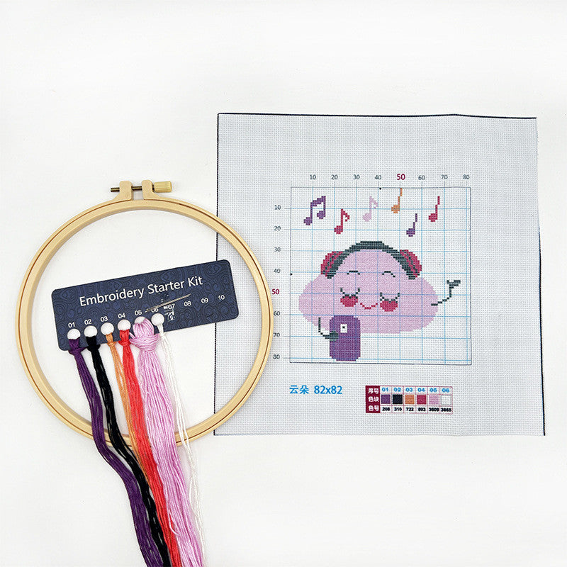 DIY Cross Stitch Kit – Cute Cartoon Wall Hanging | Embroidery | Beginner Practice Kit for Students