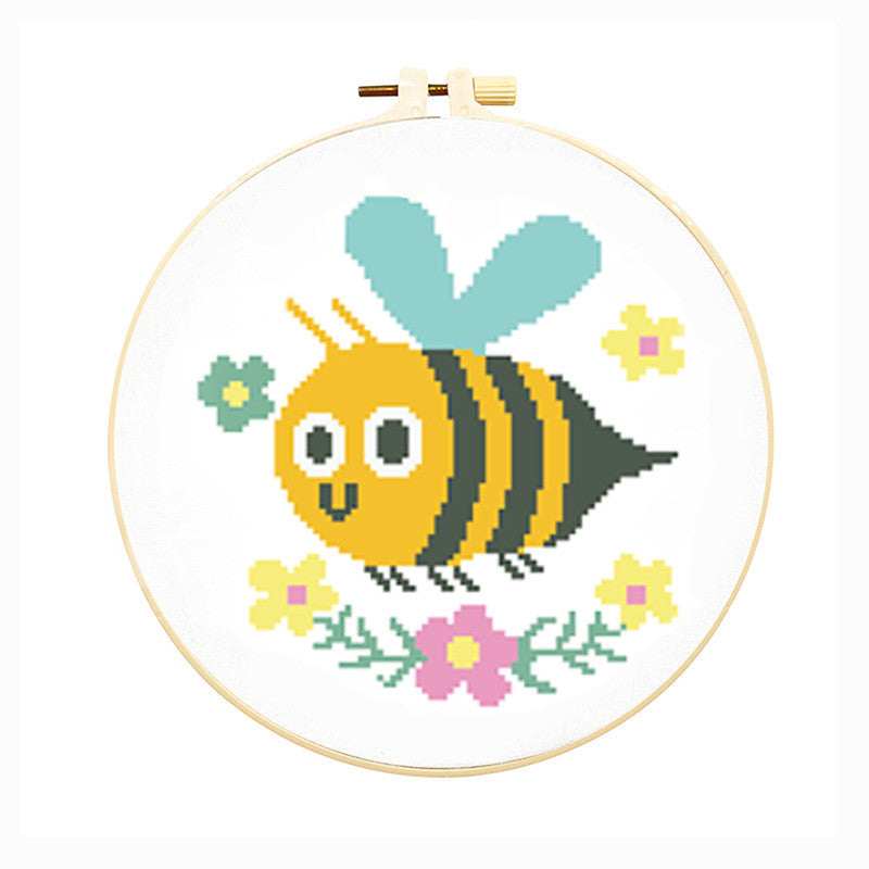 DIY Cross Stitch Kit – Cute Cartoon Wall Hanging | Embroidery | Beginner Practice Kit for Students