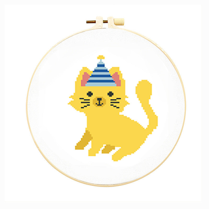 DIY Cross Stitch Kit – Cute Cartoon Wall Hanging | Embroidery | Beginner Practice Kit for Students