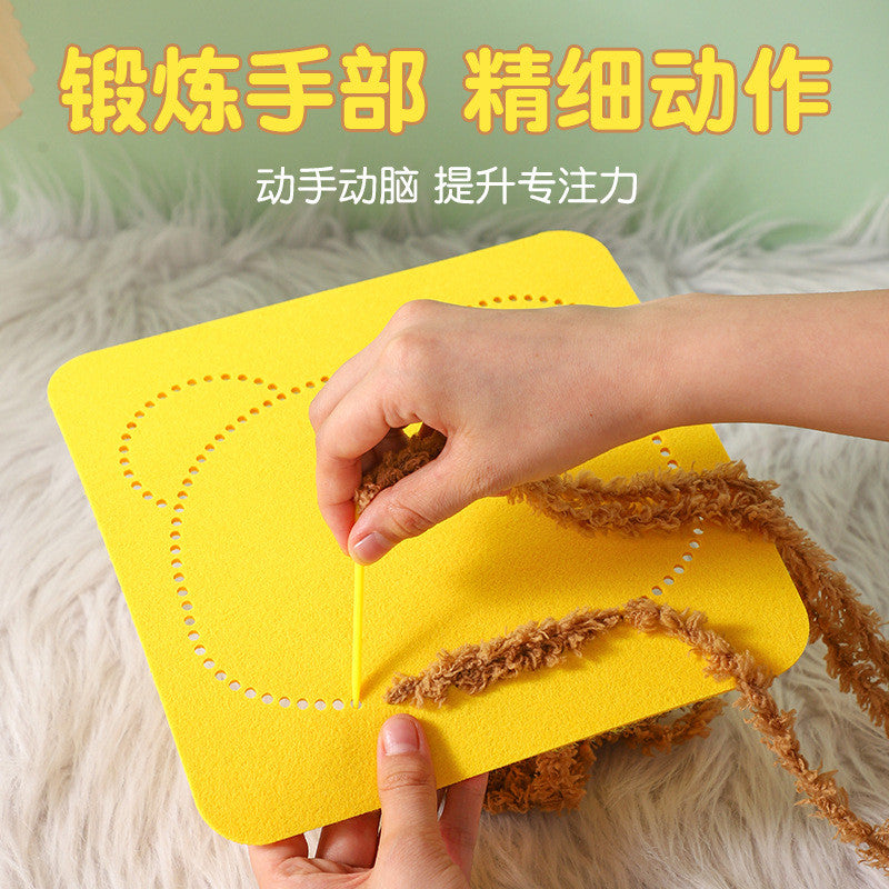 DIY Embroidery Material Kit- Beginner Friendly (3-6 years old)- Creative Hand Sewing Wool Embroidery Set