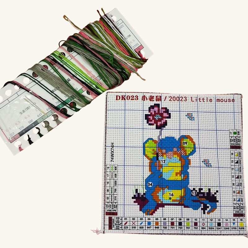 Kids DIY Cross Stitch Kit – Cute Cartoon Wall Hanging | Embroidery | Beginner Practice Kit for Students