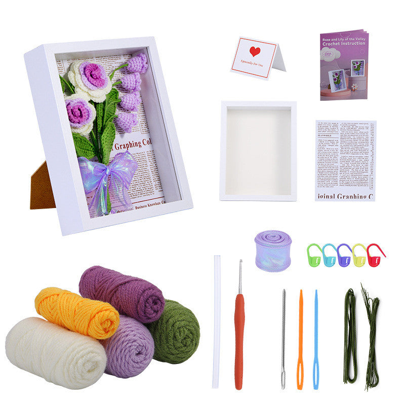 DIY Flower Bouquet Crochet Kit – Handmade Yarn Flower Decoration, Crochet Material Set for Beginners | Handmade Gift