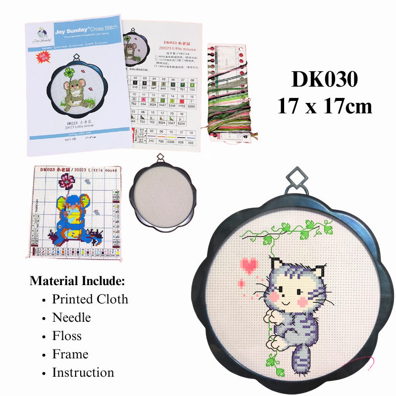 Kids DIY Cross Stitch Kit – Cute Cartoon Wall Hanging | Embroidery | Beginner Practice Kit for Students