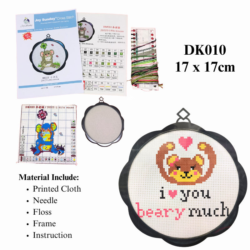 Kids DIY Cross Stitch Kit – Cute Cartoon Wall Hanging | Embroidery | Beginner Practice Kit for Students