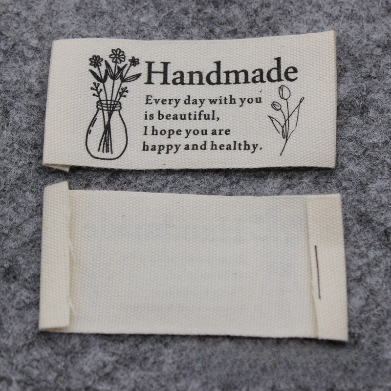 5pcs Cartoon Cute Cotton Handmade Printed Label DIY Handmade Article Collar Label Hair Band Cloth Label Trademark