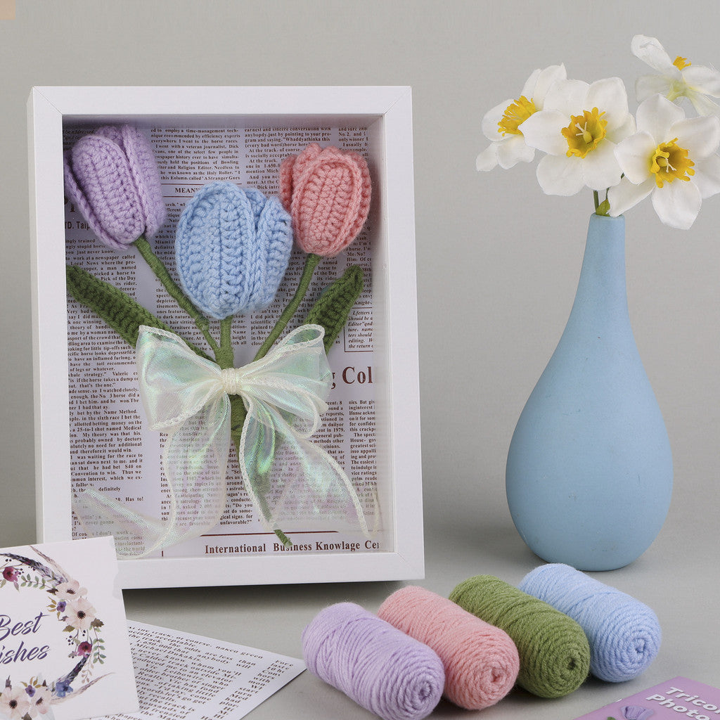 DIY Flower Bouquet Crochet Kit – Handmade Yarn Flower Decoration, Crochet Material Set for Beginners | Handmade Gift