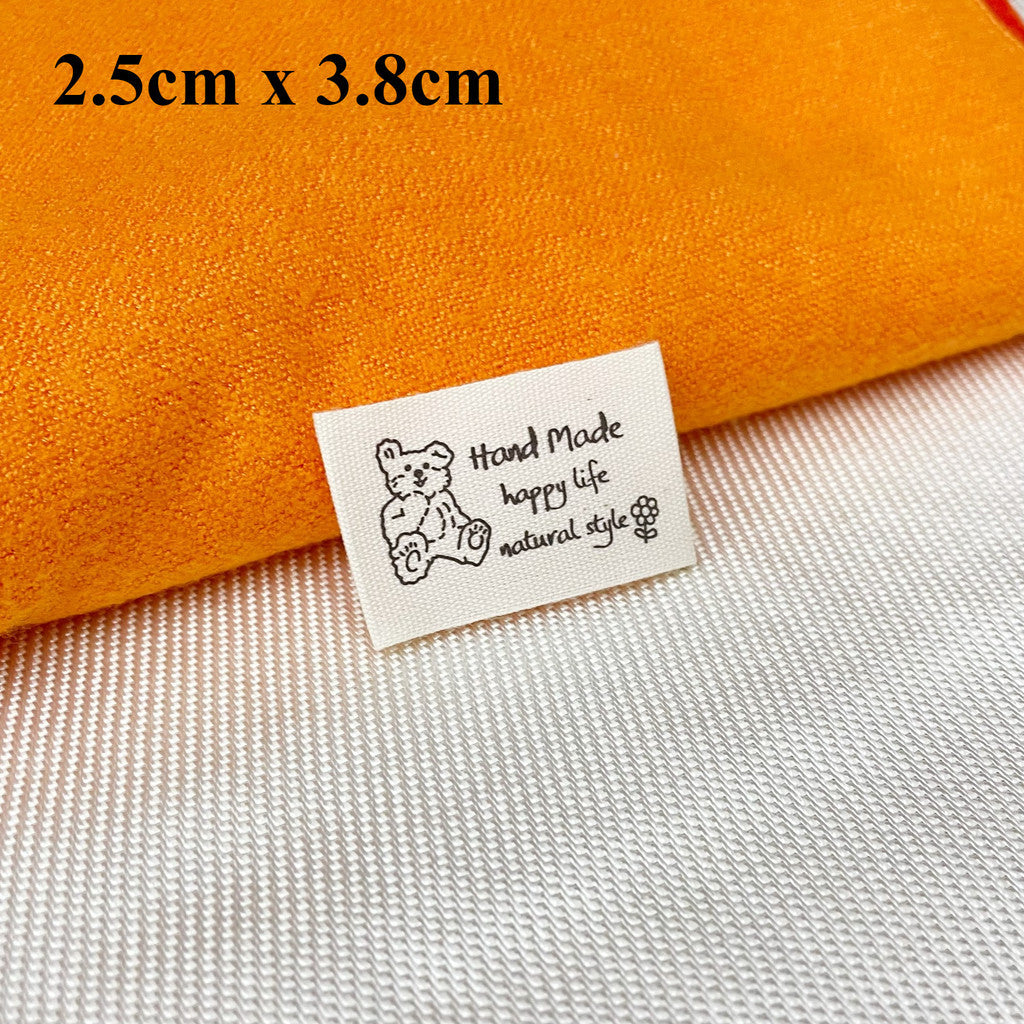 5pcs Cartoon Cute Cotton Handmade Printed Label DIY Handmade Article Collar Label Hair Band Cloth Label Trademark