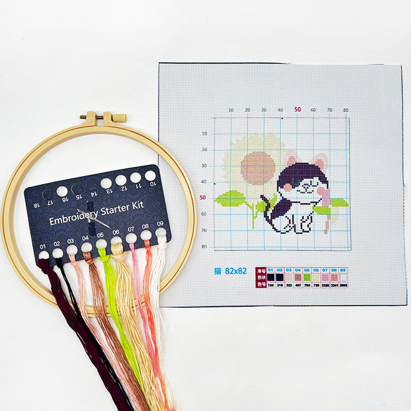 DIY Cross Stitch Kit – Cute Cartoon Wall Hanging | Embroidery | Beginner Practice Kit for Students