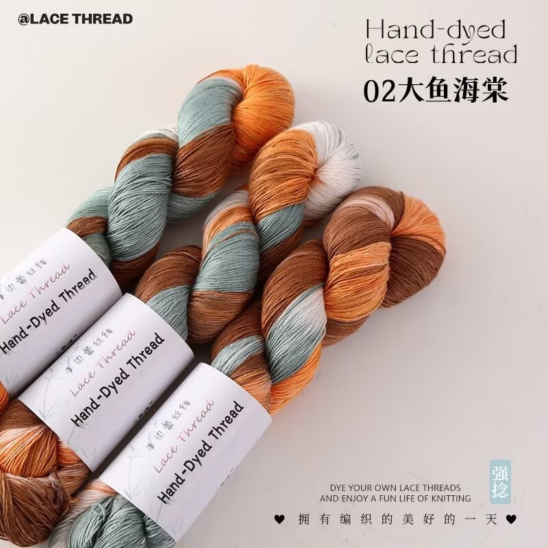 Hand-Dyed Gradient Lace Cotton Yarn | Strong Twist Summer Knitting & Crochet Yarn for Summer Shawls & Tops