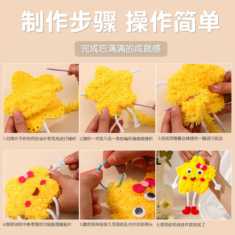 Kit Kraf Jahitan Felt DIY - Cartoon Sewing Kit- Educational DIY Wool Pendant for kids- Handmade Felt Sewing Craft Kit