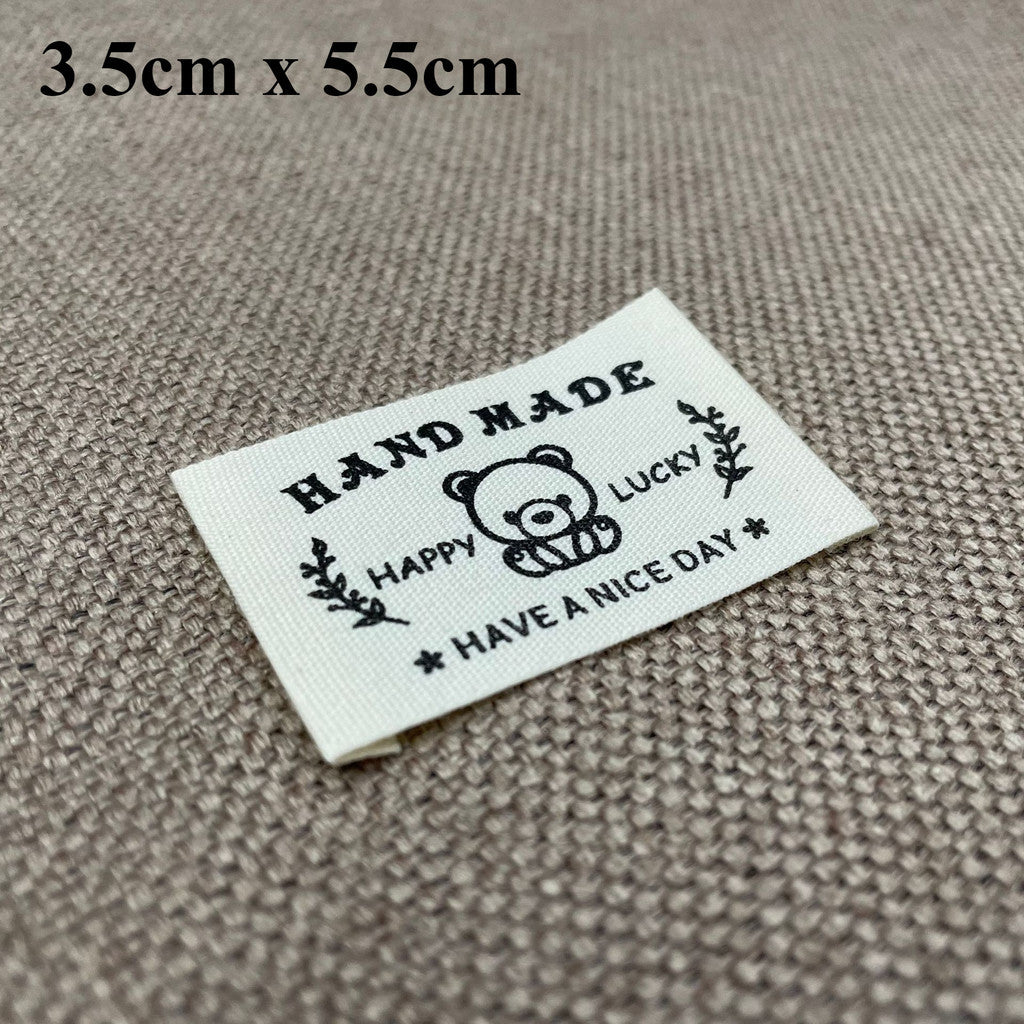 5pcs Cartoon Cute Cotton Handmade Printed Label DIY Handmade Article Collar Label Hair Band Cloth Label Trademark