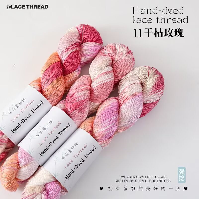 Hand-Dyed Gradient Lace Cotton Yarn | Strong Twist Summer Knitting & Crochet Yarn for Summer Shawls & Tops