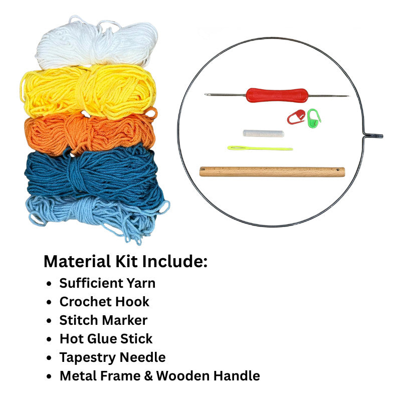 DIY Handmade Crochet Kit | Chinese Style Round Fan | Vintage Yarn Knitting Fan Craft- Pakej DIY Kipas Bulat Gaya Cina