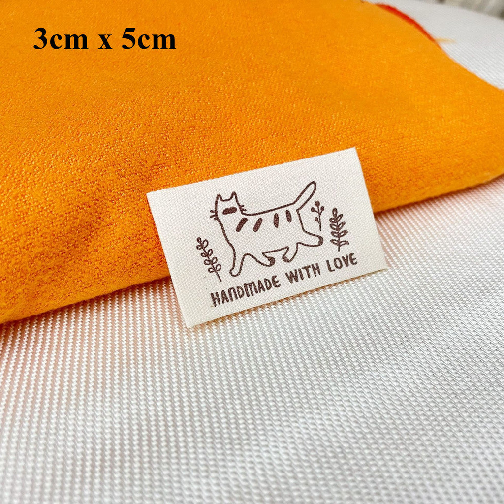 5pcs Cartoon Cute Cotton Handmade Printed Label DIY Handmade Article Collar Label Hair Band Cloth Label Trademark
