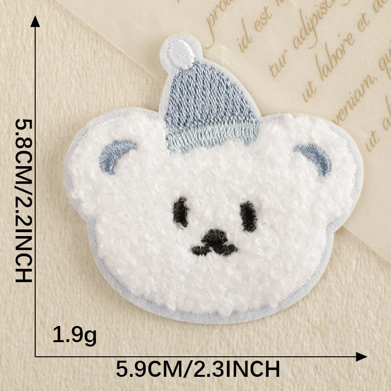 Self-Adhesive Embroidery sticker Patch - Iron on Scarf Label - Bear Sticker Patch