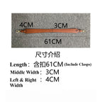 61cm PU Leather Bag Strap | Single Shoulder Underarm Strap | Amber Ebony Color | Solid Detachable Bag Accessory| Handle