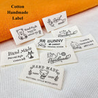 5pcs Cartoon Cute Cotton Handmade Printed Label DIY Handmade Article Collar Label Hair Band Cloth Label Trademark