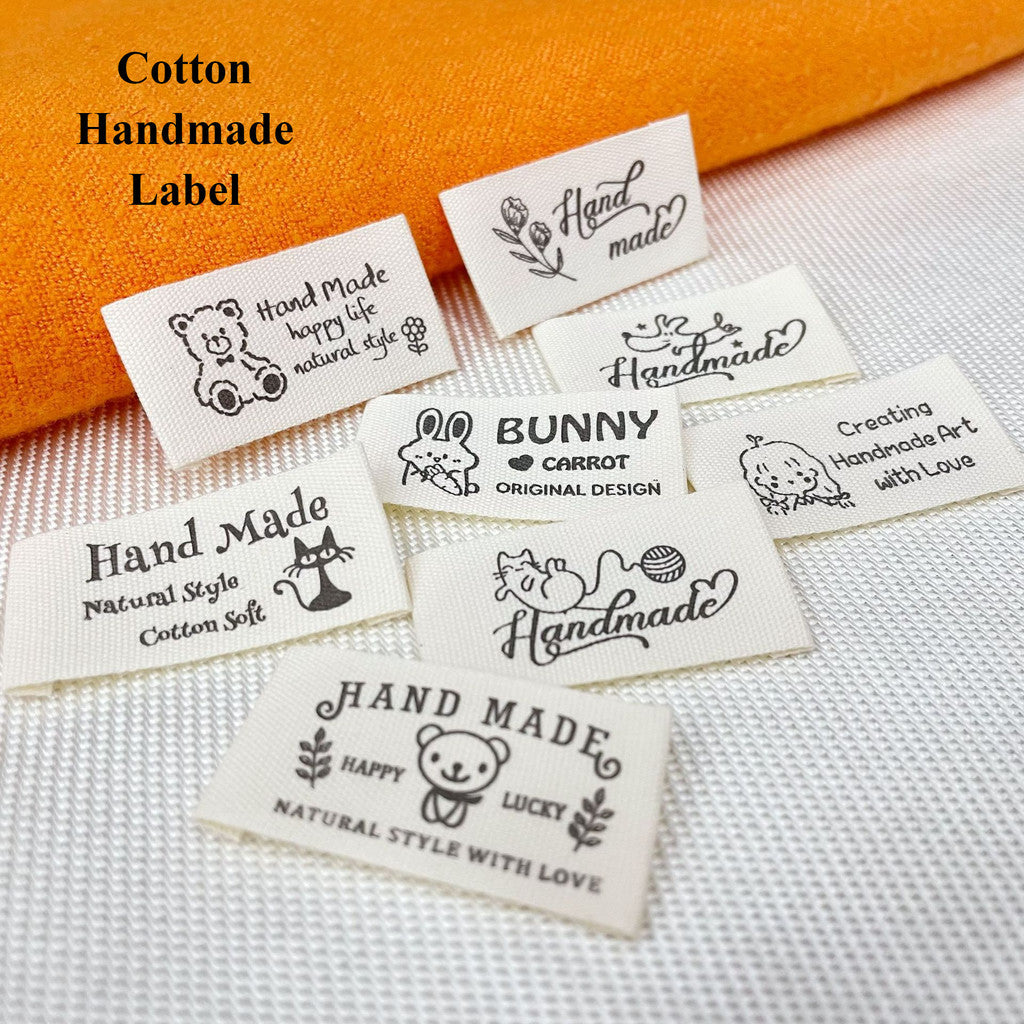 5pcs Cartoon Cute Cotton Handmade Printed Label DIY Handmade Article Collar Label Hair Band Cloth Label Trademark