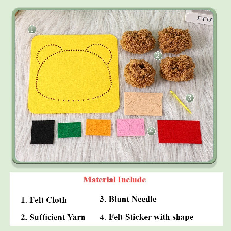 DIY Embroidery Material Kit- Beginner Friendly (3-6 years old)- Creative Hand Sewing Wool Embroidery Set