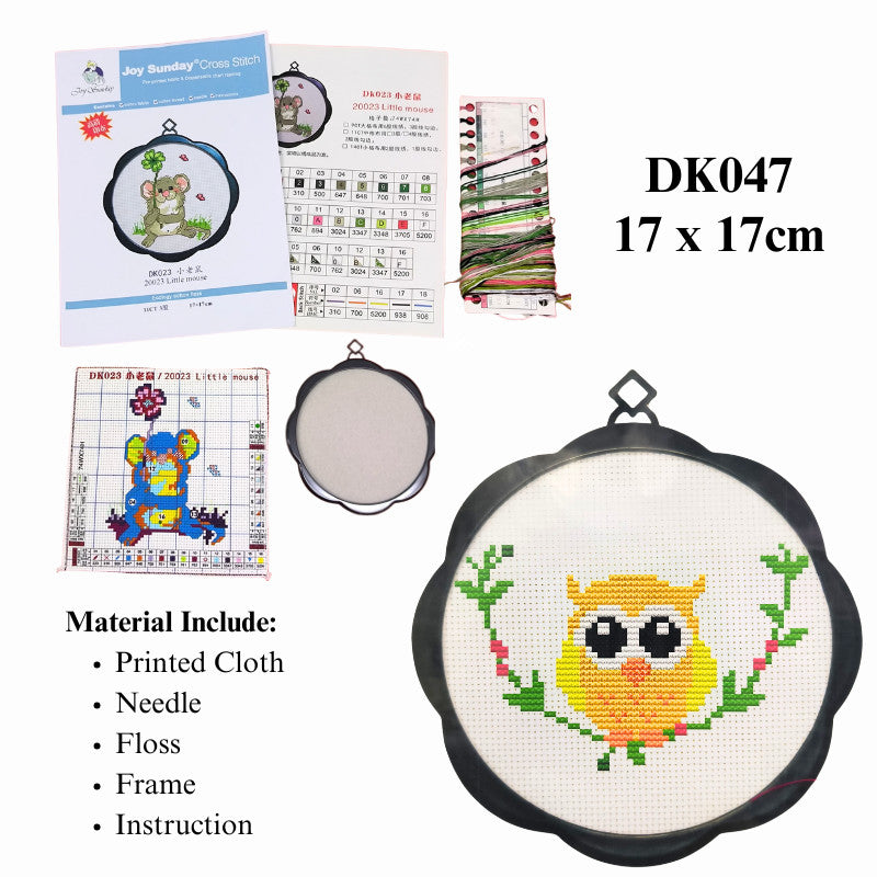Kids DIY Cross Stitch Kit – Cute Cartoon Wall Hanging | Embroidery | Beginner Practice Kit for Students