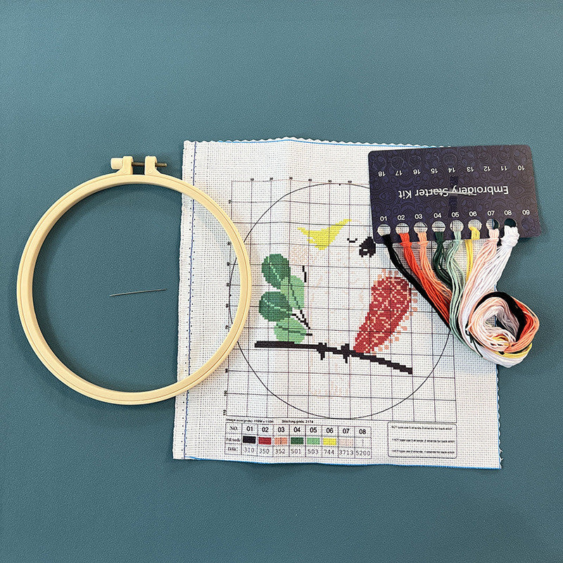 DIY Cross Stitch Kit – Cute Cartoon Wall Hanging | Embroidery | Beginner Practice Kit for Students