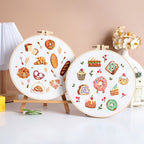 Bread & Dessert Embroidery Kit for Beginners – Full DIY Needlework Kit with Hoops, Threads, Fabric