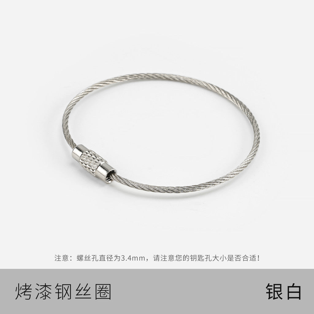 1pcs- Metallic Candy-Colored Painted Steel Wire Key Ring - Keychain- Gelung Gantungan Kunci