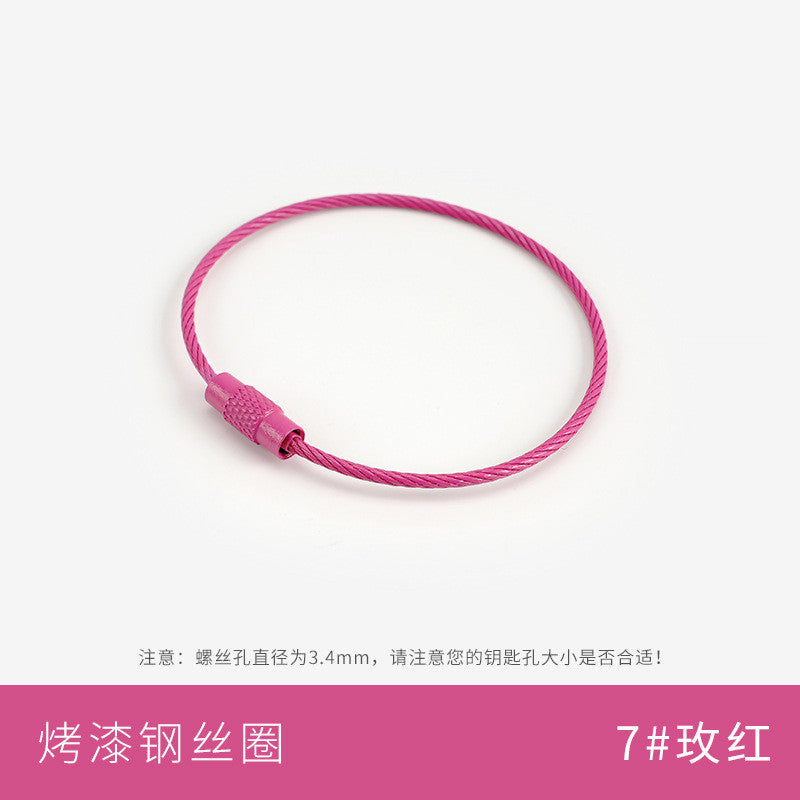 1pcs- Metallic Candy-Colored Painted Steel Wire Key Ring - Keychain- Gelung Gantungan Kunci