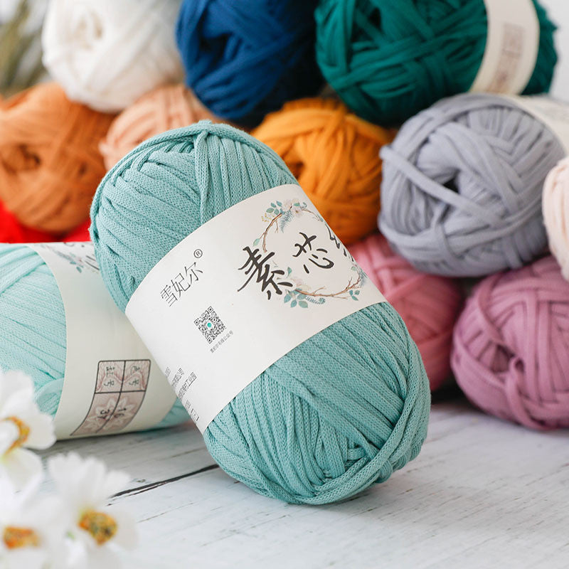 200g Flat Tape Yarn | Polyester Crochet Yarn for Bags & Hats | Ribbon Yarn | Benang Kait Beg