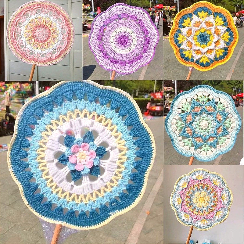 DIY Handmade Crochet Kit | Chinese Style Round Fan | Vintage Yarn Knitting Fan Craft- Pakej DIY Kipas Bulat Gaya Cina