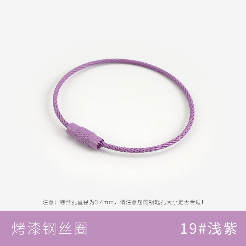 1pcs- Metallic Candy-Colored Painted Steel Wire Key Ring - Keychain- Gelung Gantungan Kunci