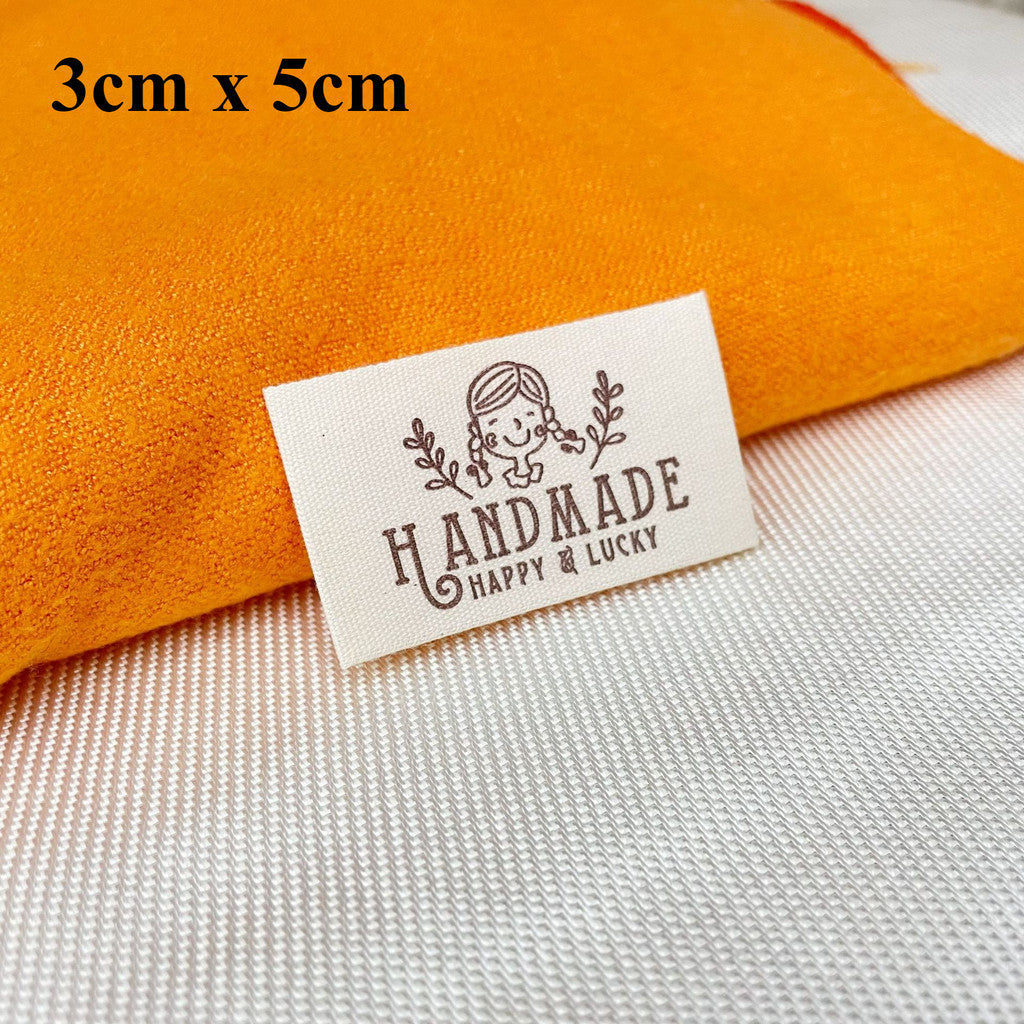 5pcs Cartoon Cute Cotton Handmade Printed Label DIY Handmade Article Collar Label Hair Band Cloth Label Trademark
