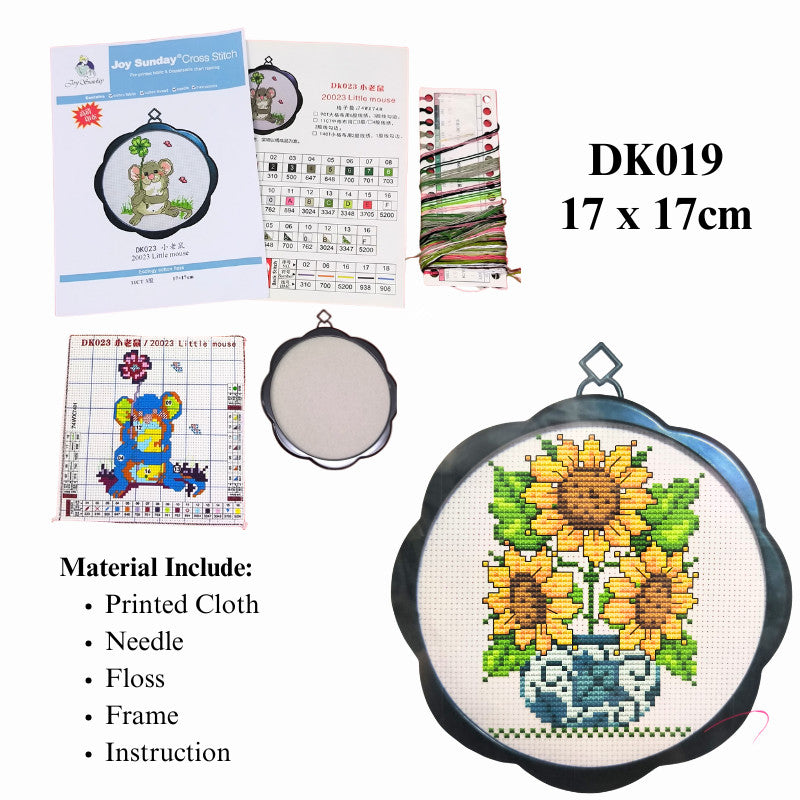 Kids DIY Cross Stitch Kit – Cute Cartoon Wall Hanging | Embroidery | Beginner Practice Kit for Students