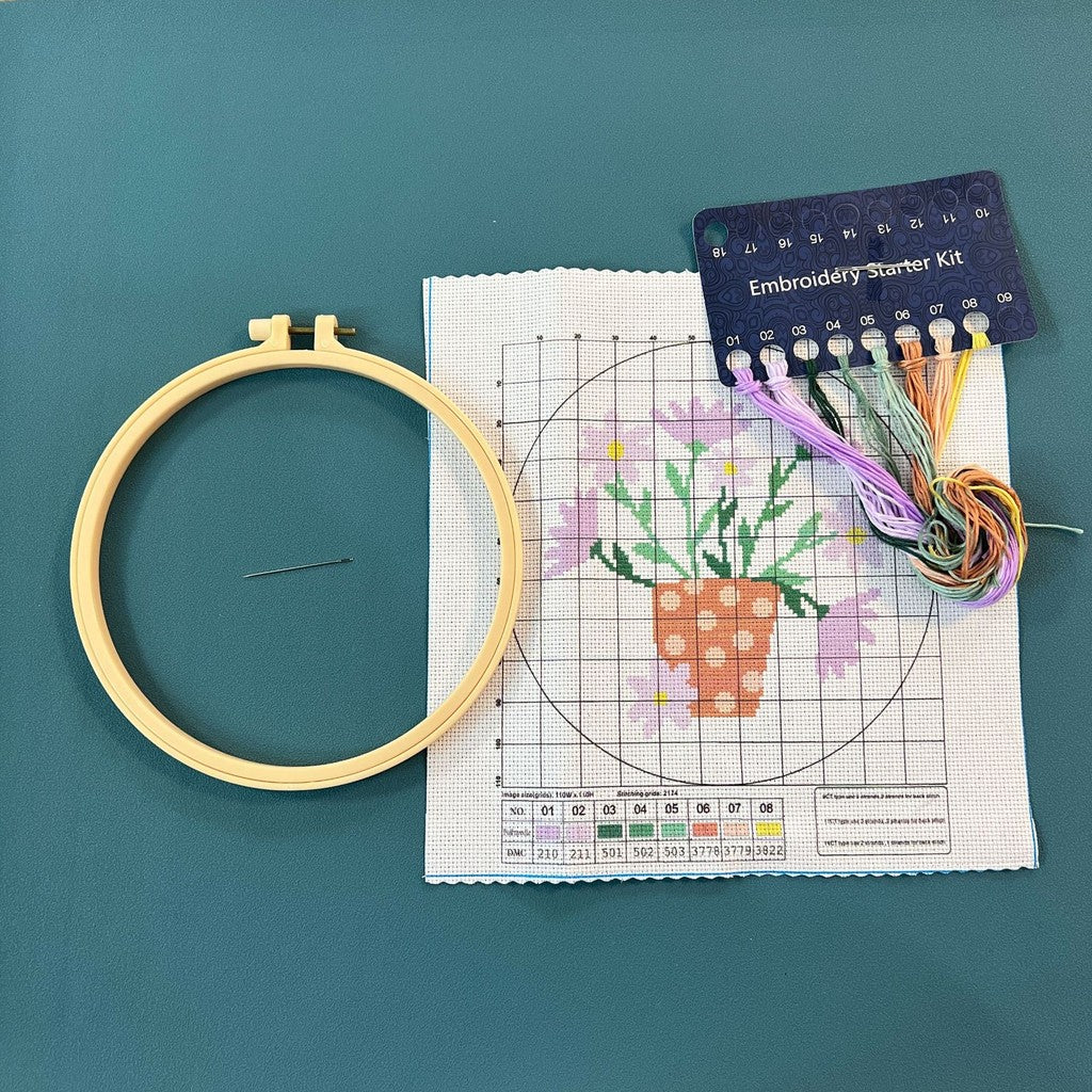 DIY Cross Stitch Kit – Cute Cartoon Wall Hanging | Embroidery | Beginner Practice Kit for Students