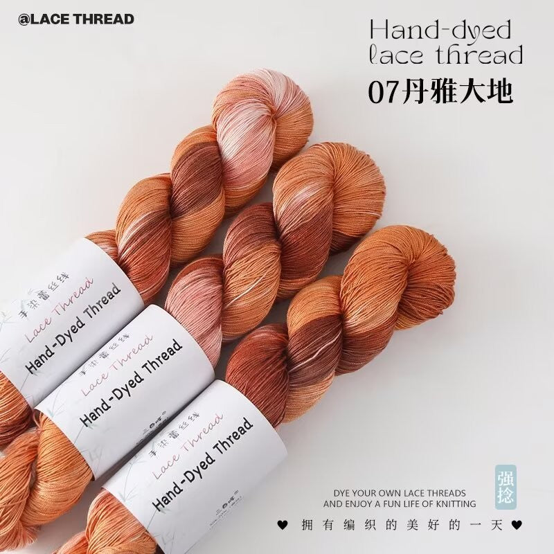 Hand-Dyed Gradient Lace Cotton Yarn | Strong Twist Summer Knitting & Crochet Yarn for Summer Shawls & Tops