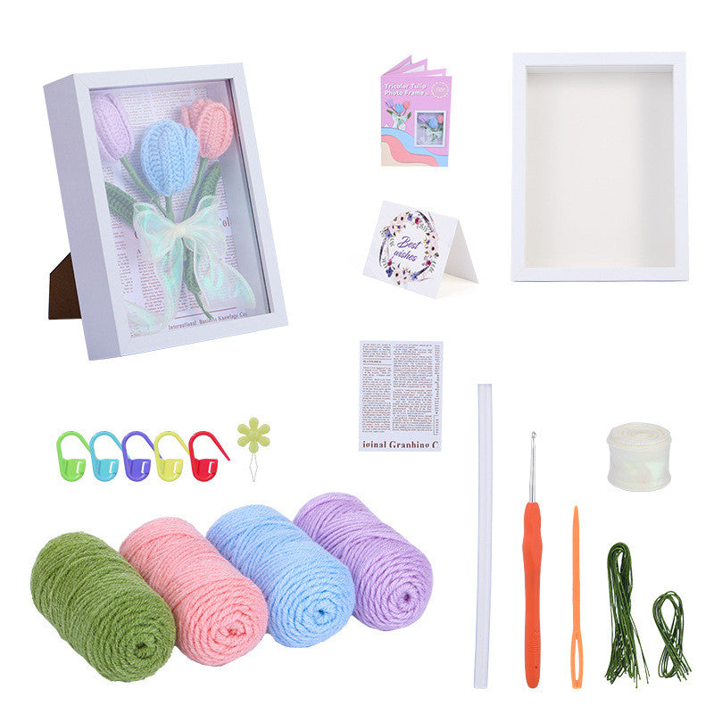 DIY Flower Bouquet Crochet Kit – Handmade Yarn Flower Decoration, Crochet Material Set for Beginners | Handmade Gift