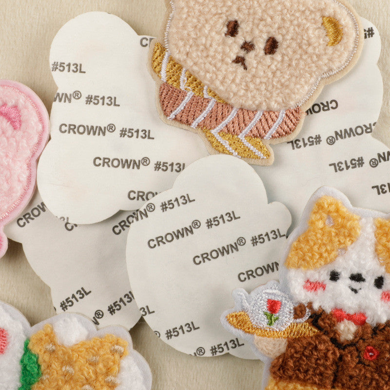Self-Adhesive Embroidery sticker Patch - Iron on Scarf Label - Bear Sticker Patch