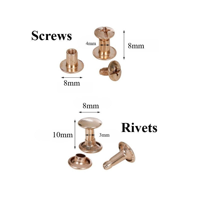 10set Metal Rivets & Screws | Round Studs | DIY Bag & Purse Accessories - Paku Rivet & Skru Logam | Stud Bulat