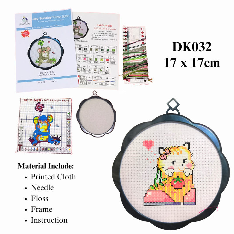 Kids DIY Cross Stitch Kit – Cute Cartoon Wall Hanging | Embroidery | Beginner Practice Kit for Students
