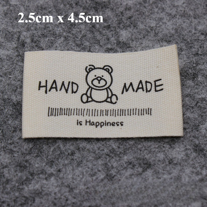 5pcs Cartoon Cute Cotton Handmade Printed Label DIY Handmade Article Collar Label Hair Band Cloth Label Trademark