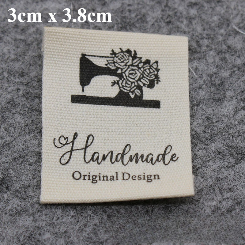 5pcs Cartoon Cute Cotton Handmade Printed Label DIY Handmade Article Collar Label Hair Band Cloth Label Trademark
