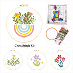 DIY Cross Stitch Kit – Cute Cartoon Wall Hanging | Embroidery | Beginner Practice Kit for Students