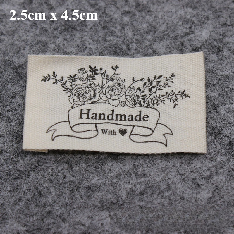 5pcs Cartoon Cute Cotton Handmade Printed Label DIY Handmade Article Collar Label Hair Band Cloth Label Trademark