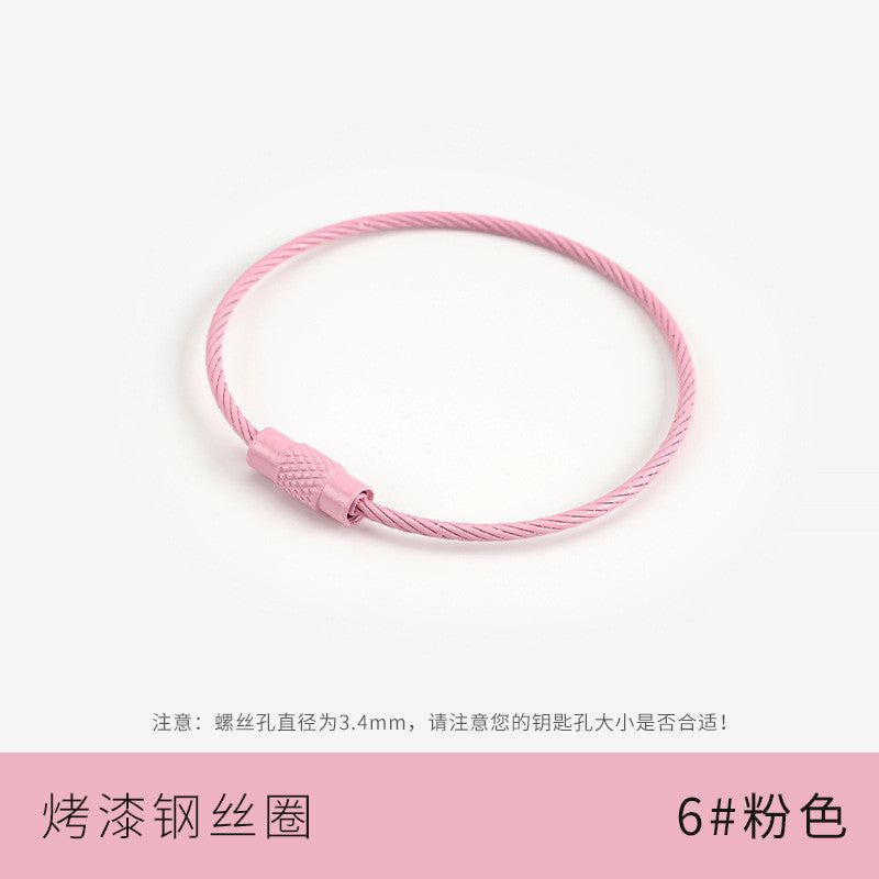 1pcs- Metallic Candy-Colored Painted Steel Wire Key Ring - Keychain- Gelung Gantungan Kunci