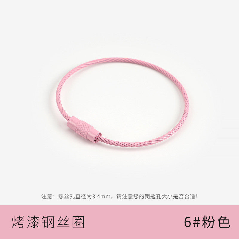 5pcs- Metallic Candy-Colored Painted Steel Wire Key Ring - Keychain- Gelung Gantungan Kunci