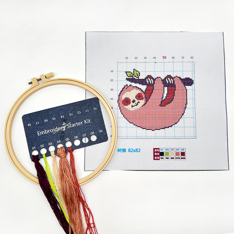 DIY Cross Stitch Kit – Cute Cartoon Wall Hanging | Embroidery | Beginner Practice Kit for Students