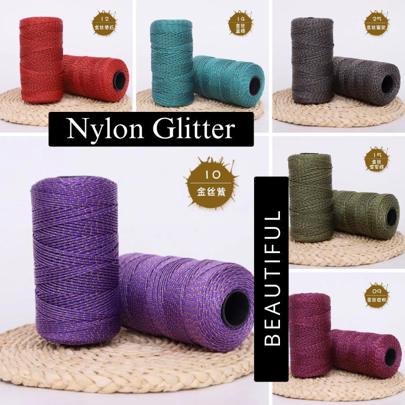 1.5mm Nylon Glitter Yarn | Shiny Nylon Yarn- Benang Kait PP | Multi-Strand Glitter Yarn