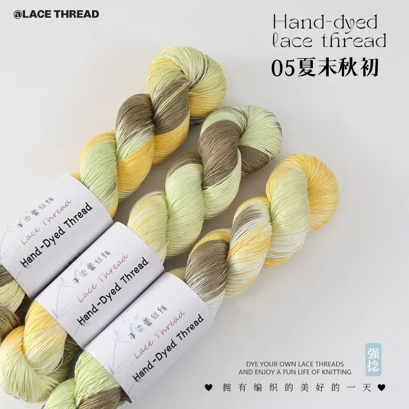 Hand-Dyed Gradient Lace Cotton Yarn | Strong Twist Summer Knitting & Crochet Yarn for Summer Shawls & Tops